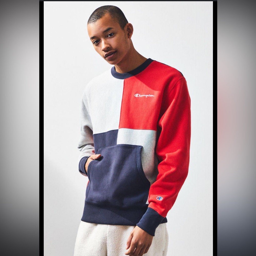CHAMPION Reverse Weave Colorblock Crewneck Sweatshirt Size Medium